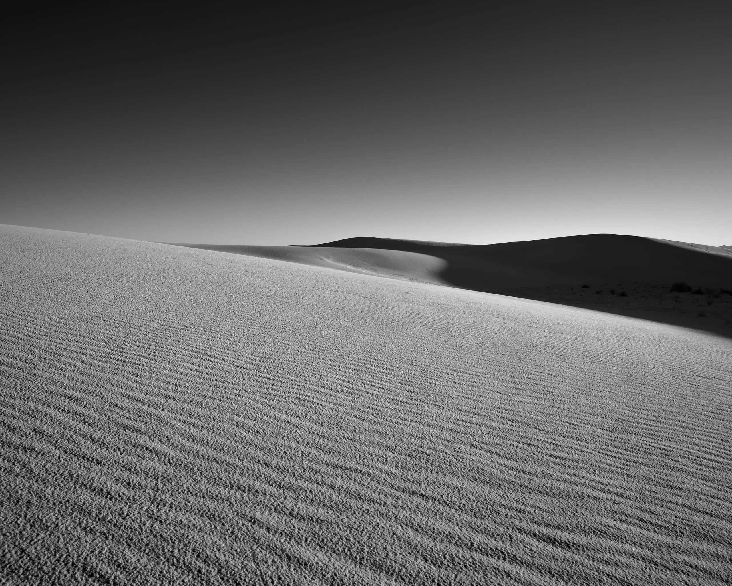 Minimalist black and white desert landscape
